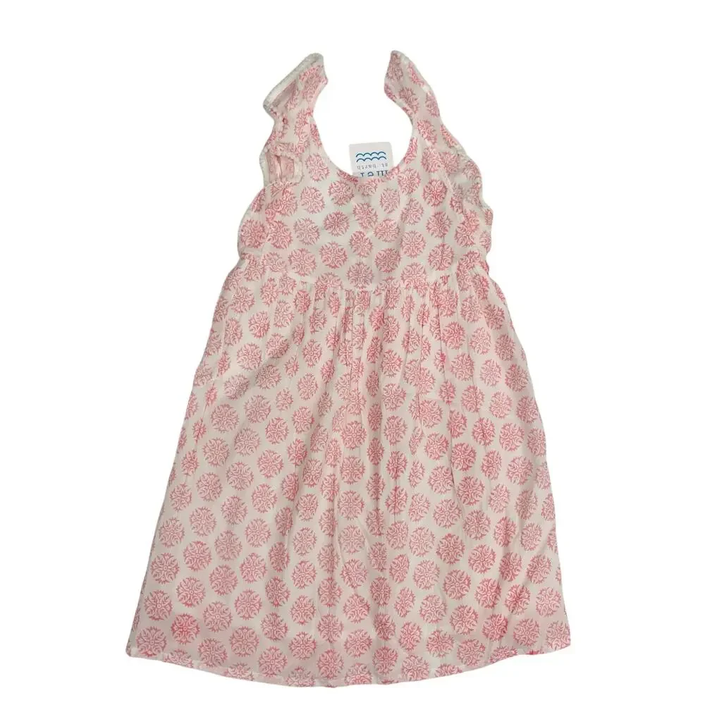 NWT Mer St. Barth Size 2 Daphne Flutter Sleeve Dress in Pink Star